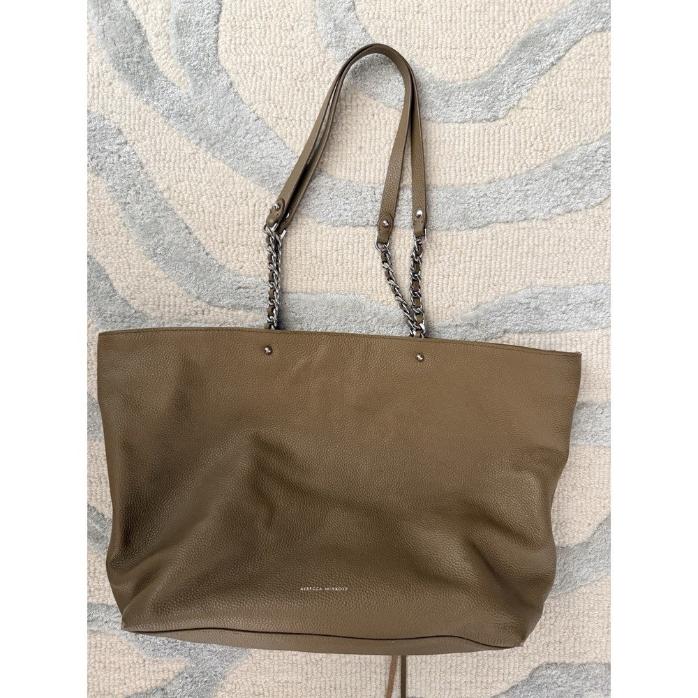 REBECCA MINKOFF Top Zip Chain Leather Every-day Tote‎ Bag (Surplus Tan)